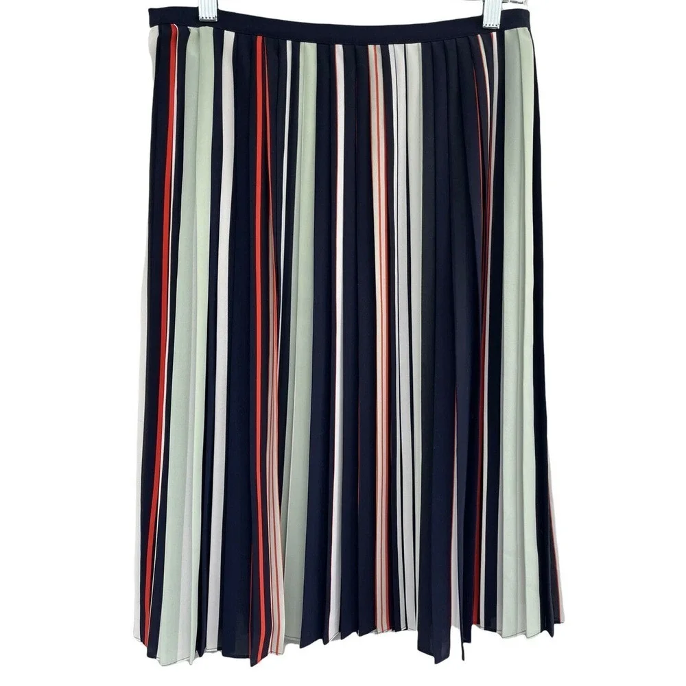 Rebecca Minkoff Madeline Pleated Skirt Striped A-Line Size 10 NWT $228